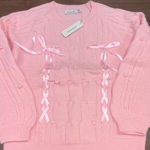 Francesca's Collections Pink Ribbon Sweater